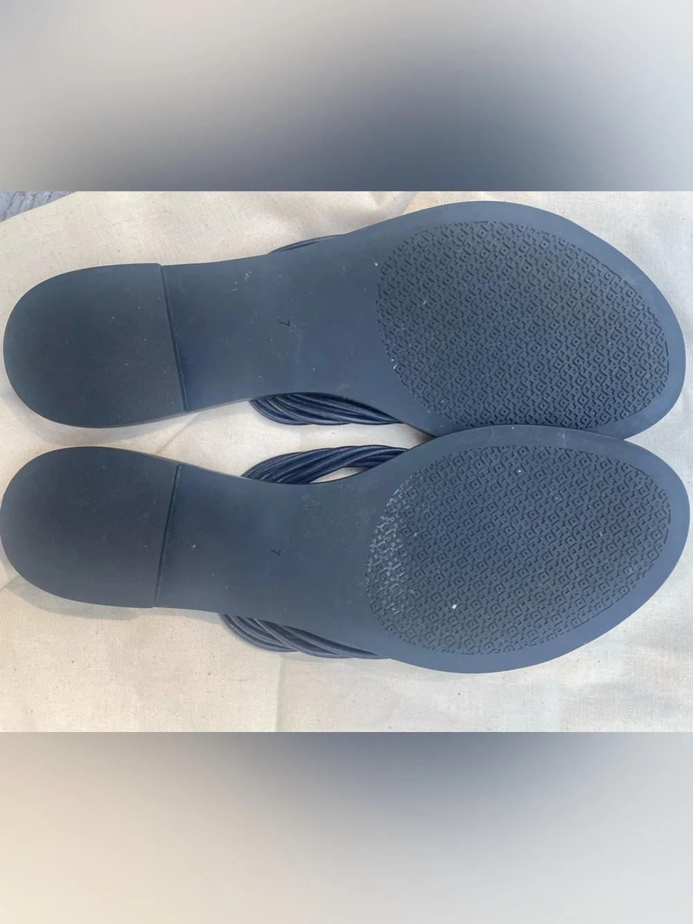 Tory Burch Navy Leather Multi-Strap Thong Sandals
